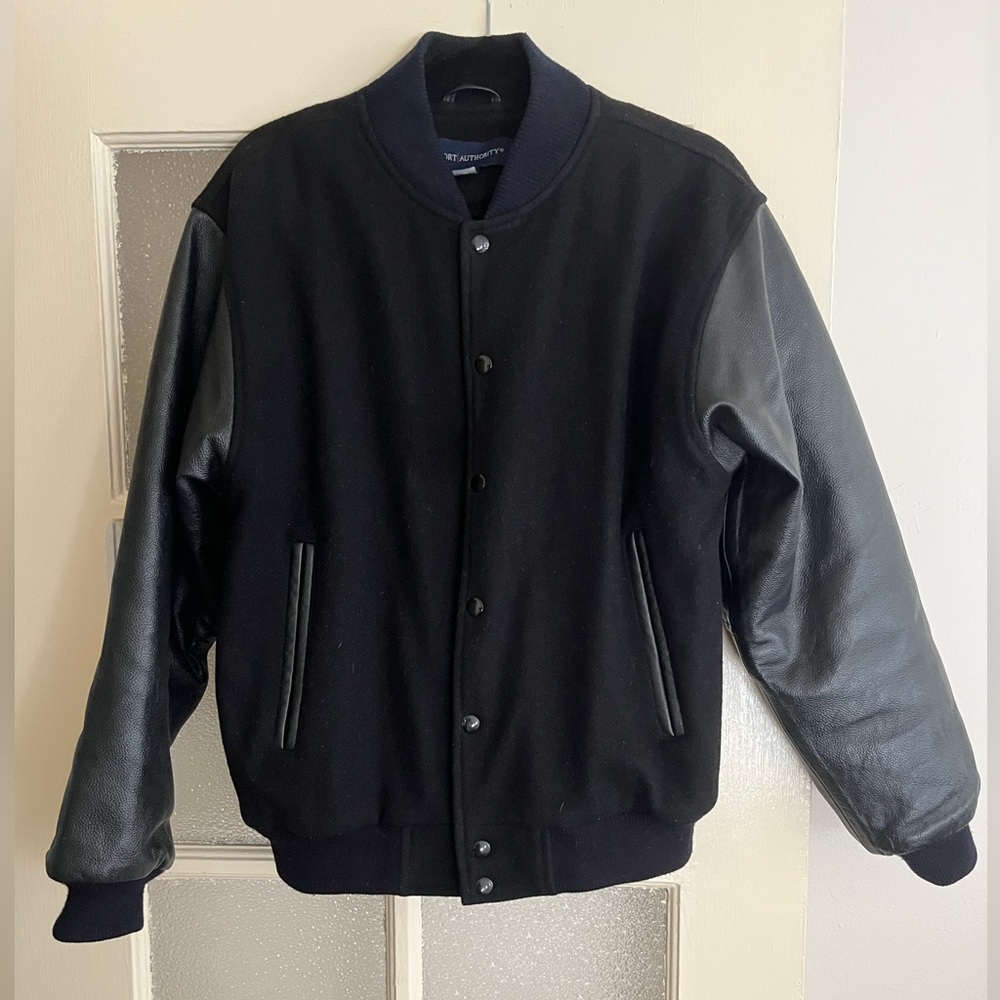 Port Authority Wool and Leather Letterman Bomber Jacket - Picture 11 of 14